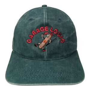 Garage Logic Slideback Baseball Cap Green One Size Adjustable 6 Panel Dog Daze
